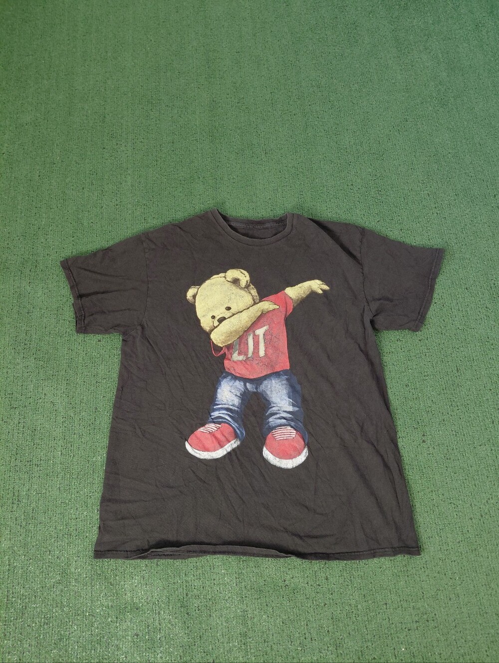 Dabbing Bear "Lit" Streetwear Black T Shirt Sz Medium